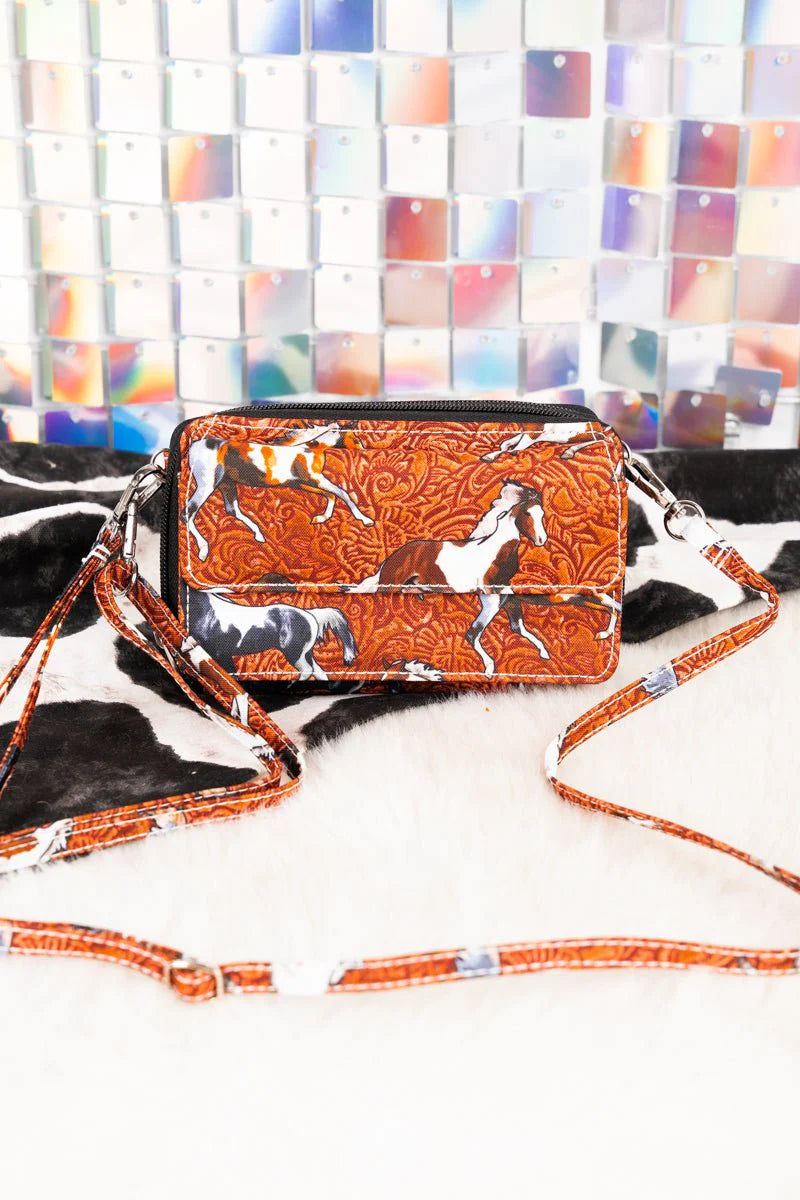 HOLD YOUR HORSES CROSSBODY ORGANIZER CLUTCH