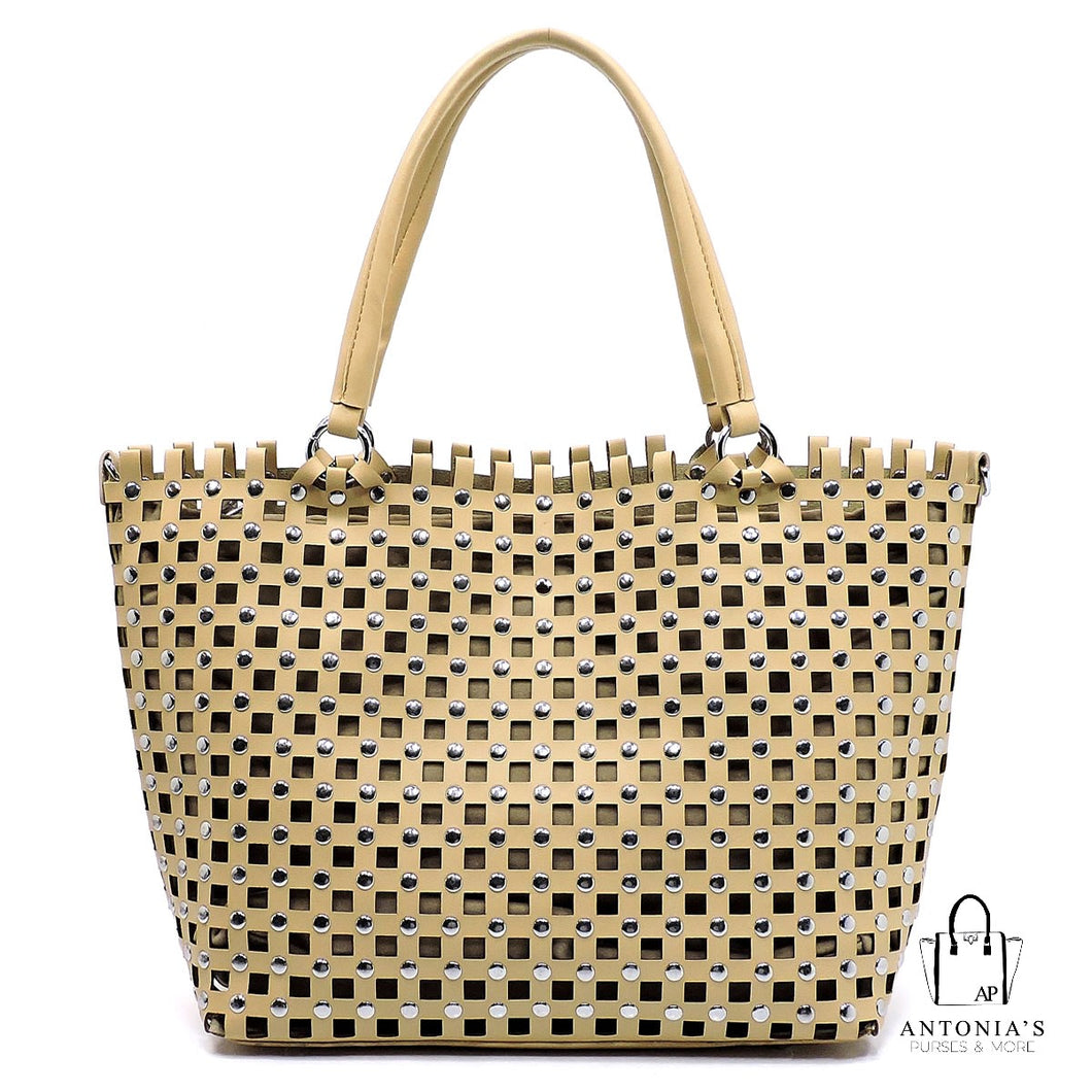 Le Miel Laser Cut Studded Satchel