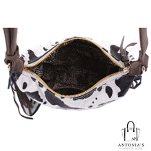 Load image into Gallery viewer, ISABELLE Cow Fringe Crossbody Bag - Black &amp; White
