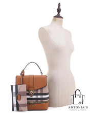 Load image into Gallery viewer, LUXIE COLLECTION FASHION PLAID BACKBACK SET- Brown/Black only
