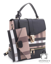 Load image into Gallery viewer, LUXIE COLLECTION FASHION PLAID BACKBACK SET- Brown/Black only
