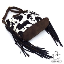 Load image into Gallery viewer, ISABELLE Cow Fringe Crossbody Bag - Black &amp; White
