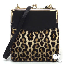 Load image into Gallery viewer, ALBA Fashion Kiss Lock Crossbody Bag - Leopard &amp; Black
