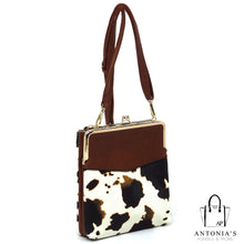 Load image into Gallery viewer, ALBA Fashion Kiss Lock Crossbody Bag- Cow Print

