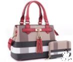 LUXIE COLLECTION 2 IN 1 CHECK AND TASSEL ACCENT- Brown & Red only
