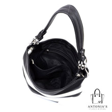 Load image into Gallery viewer, Alyssa Fashion Striped Classic Bucket Bag - Grey and White
