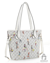 Load image into Gallery viewer, Calista Girl Printed Handbag In White
