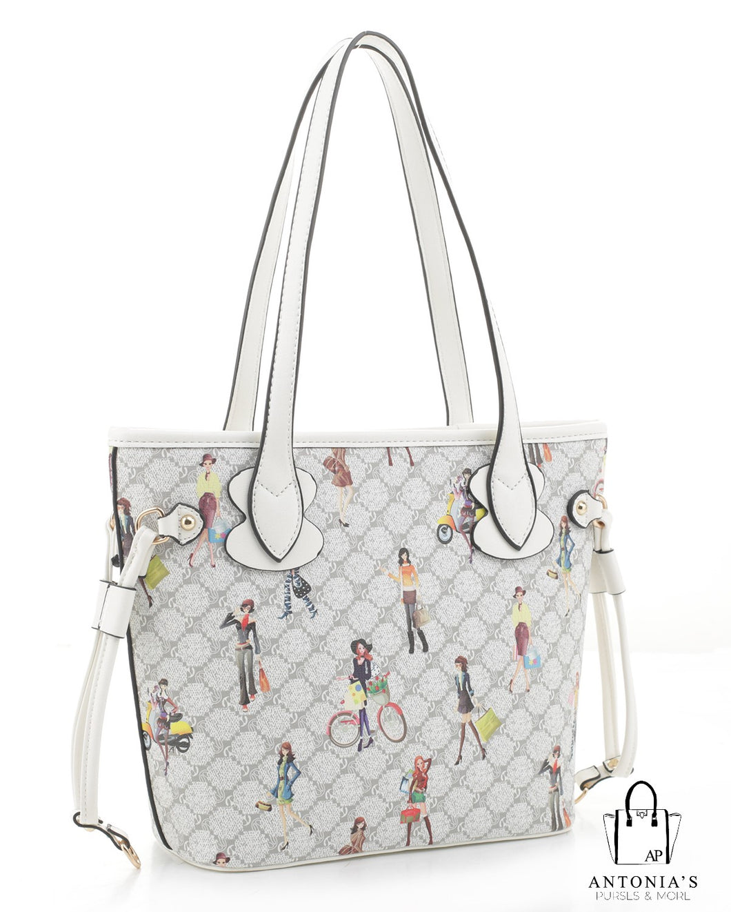Calista Girl Printed Handbag In White