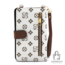 Load image into Gallery viewer, Charis Ma Monogram Bifold Wallet Crossbody Cell Phone Case- Ivory/Tan
