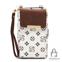 Load image into Gallery viewer, Charis Ma Monogram Bifold Wallet Crossbody Cell Phone Case- Ivory/Tan
