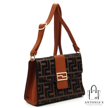 Load image into Gallery viewer, Alyssa F Monogram 3-in-1 Shopper- Coffee &amp; Black

