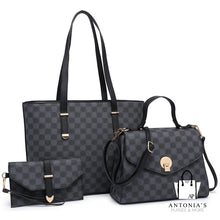 Load image into Gallery viewer, Luxie Collection Fashion Monogram 3-in-1 Shopper Set- Black Only
