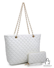 Load image into Gallery viewer, Risotto Quilted Handbag 2 Set- White
