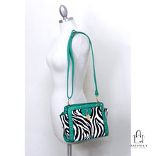 Load image into Gallery viewer, The Best Collection &quot;H&quot; Zebra Rock Studded Cross Body Bag - Orange &amp; Black
