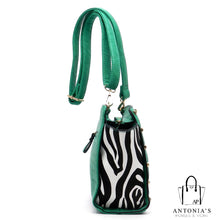 Load image into Gallery viewer, The Best Collection &quot;H&quot; Zebra Rock Studded Cross Body Bag - Orange &amp; Black
