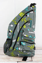 Load image into Gallery viewer, NURSE LIFE SLING BACKPACK WITH BLACK TRIM
